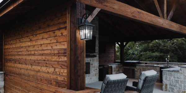 Comfortable seating area in a covered outdoor kitchen in Celina, TX